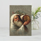 kerstman in sneeuw met Yule Log Feestdagenkaart (Staand voorkant)