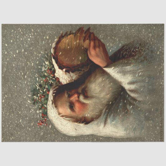  kerstman in sneeuw met Yule Log Tissuepapier (Voorkant)