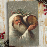 kerstman in sneeuw met Yule Log Tissuepapier<br><div class="desc">Artistieke vintage Robert Finlay McIntyre portret van de kerstman met een witte robed en draagt een Jule-inlog in de sneeuw.</div>