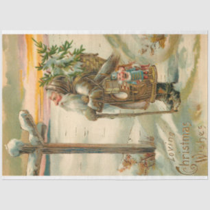 kerstman in sneeuw tissuepapier