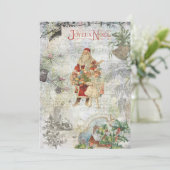 kerstman in sneeuwkraakbeen feestdagenkaart (Staand voorkant)