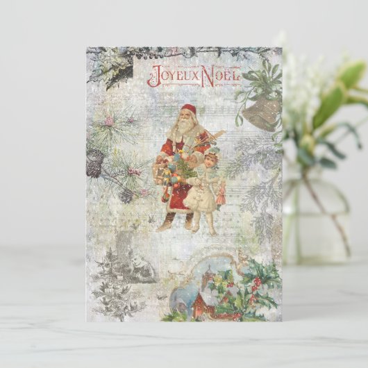 kerstman in sneeuwkraakbeen feestdagenkaart (Staand voorkant)