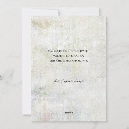  kerstman in sneeuwkraakbeen feestdagenkaart (Achterkant)