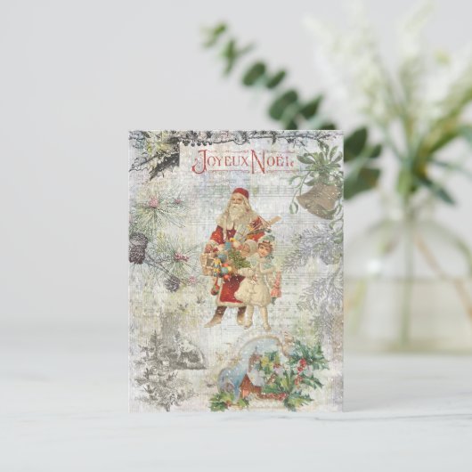  kerstman in sneeuwkraakbeen feestdagenkaart (Staand voorkant)