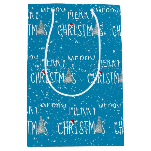 Kerstman in sneeuwvlokken medium cadeauzakje (Voorkant)
