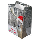 kerstman in sneeuwvlokken medium cadeauzakje (Voorkant Gekanteld)