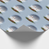 kerstman in sneeuwWereldbol Cadeaupapier (Hoek)