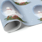 kerstman in sneeuwWereldbol Cadeaupapier (Rol Hoek)