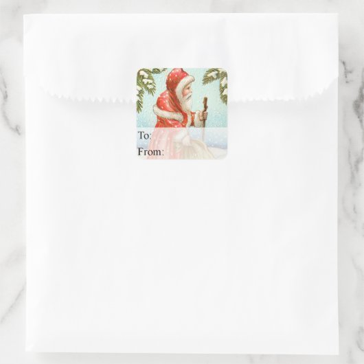  kerstman in Snow Gift Label (Tas)