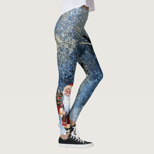 kerstman in Snowy Bossen Winter Leggings (Rechts)