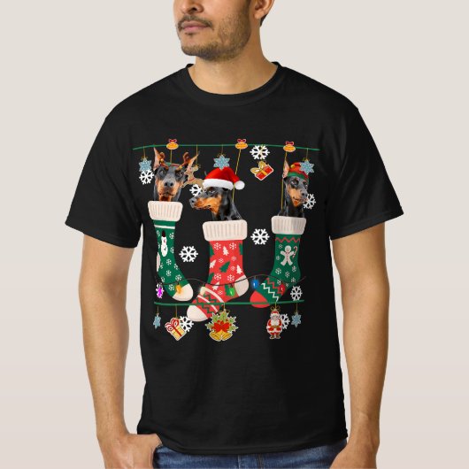 kerstman in Sock Xmas Santa Gift T-shirt (Voorkant)