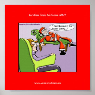 Kerstman in therapie Grappige kerstposters Poster