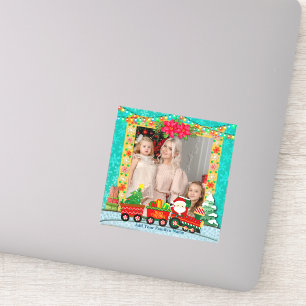 Kerstman in trein, Kerstmis en vakantiefoto Sticker