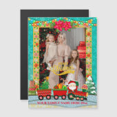 Kerstman in trein met cadeaus en kerstboom (Voorkant / Achterkant)