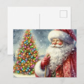 Kerstman in vintage aquarel briefkaart (Voorkant / Achterkant)