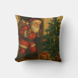 Kerstman in vintage/retro stijl op bezoek met Kers Kussen