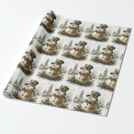 Kerstman in vintage stijl cadeaupapier