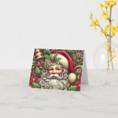 Kerstman in vintage stijl kaart (Gele Bloem)