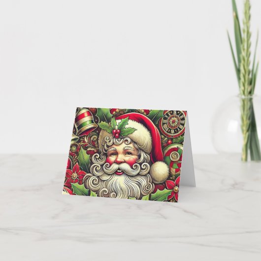 Kerstman in vintage stijl kaart (Voorkant)