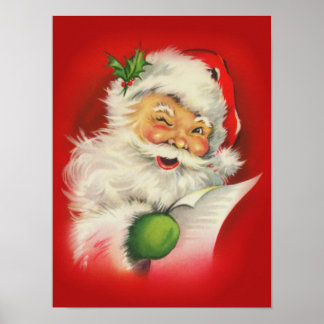 Kerstman in vintage stijl poster