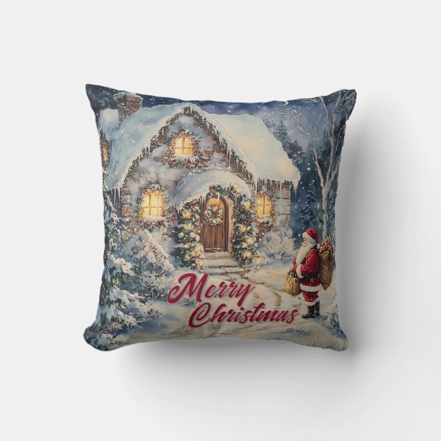 Kerstman in vintage stijl thuis kussen (Voorkant)