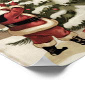 Kerstman in vintage stijl versiert kerstboom poster (Hoek)