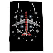 Kerstman in vliegtuigruit pilot medium cadeauzakje (Voorkant)