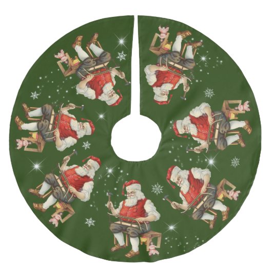 Kerstman in werkplaats slee sneeuwvlokken   kerstboom rok (Voorkant)