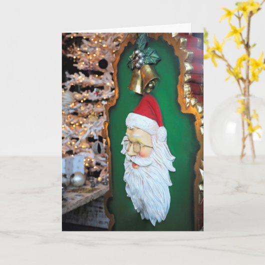 Kerstman in winkelruit  kaart (Gele Bloem)