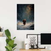 Kerstman in Winter Woud Print, Knus Kerstmis Poster (Thuiskantoor)