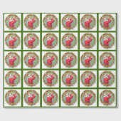 kerstman in Wreats Wrapping Paper Cadeaupapier (Vlak)