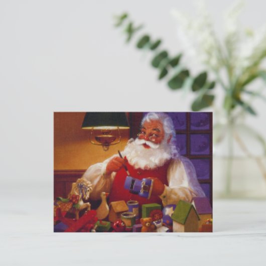  Kerstman in zijn atelier Feestdagenkaart (Staand voorkant)