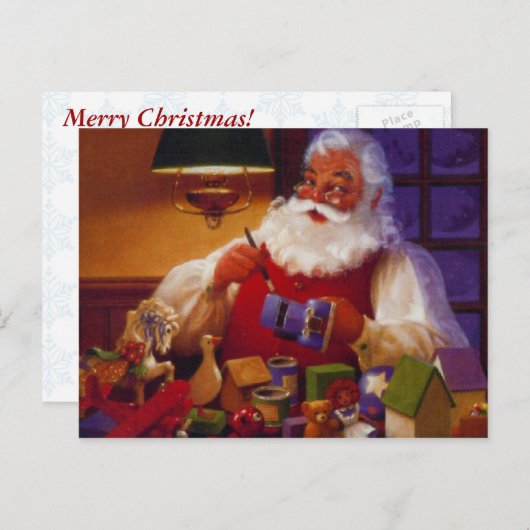  Kerstman in zijn atelier Feestdagenkaart (Voorkant / Achterkant)
