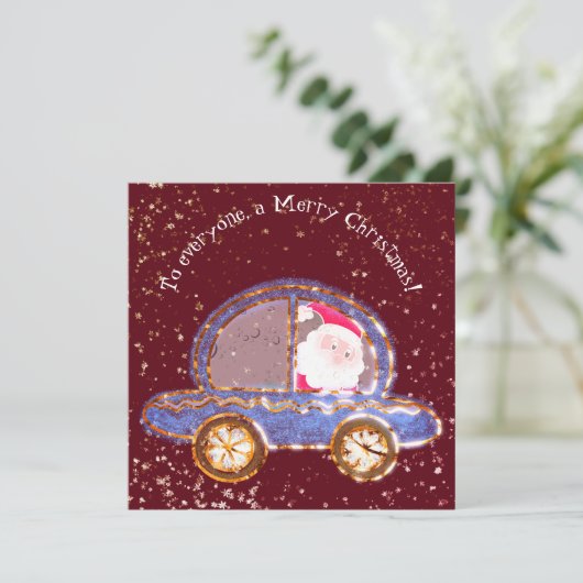 Kerstman in zijn auto met Kerstmis (Staand voorkant)