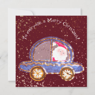 Kerstman in zijn auto met Kerstmis