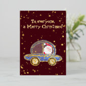 Kerstman in zijn auto met Kerstmis Folie Feestdagenkaart (Staand Voorkant)
