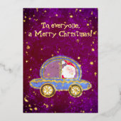 Kerstman in zijn auto met Kerstmis Folie Feestdagenkaart (Voorkant)