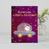 Kerstman in zijn auto met Kerstmis Folie Feestdagenkaart (Staand Voorkant)