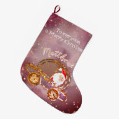 Kerstman in zijn auto met Kerstmis gepersonaliseer Grote Kerstsok (Voorkant (Hangend))