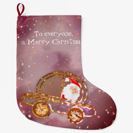 Kerstman in zijn auto met Kerstmis Grote Kerstsok (Voorkant)