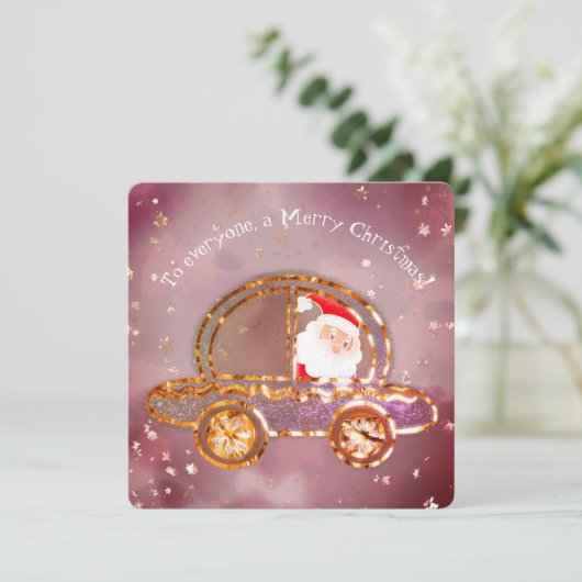 Kerstman in zijn auto met Kerstmis Kaart (Staand voorkant)