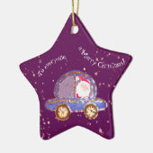 Kerstman in zijn auto met Kerstmis Keramisch Ornament (Links)