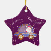 Kerstman in zijn auto met Kerstmis Keramisch Ornament (Achterkant)