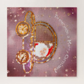 Kerstman in zijn auto met Kerstmis Legpuzzel (Horizontaal)