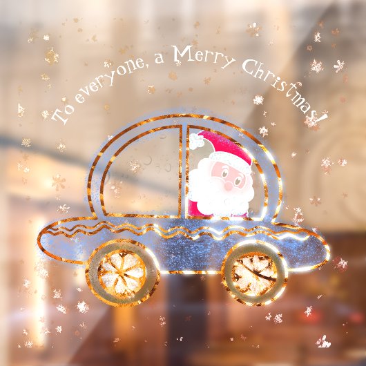 Kerstman in zijn auto met Kerstmis Raamsticker (Vel 2)