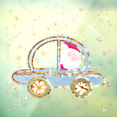 Kerstman in zijn auto met Kerstmis Raamsticker (Vel 3)