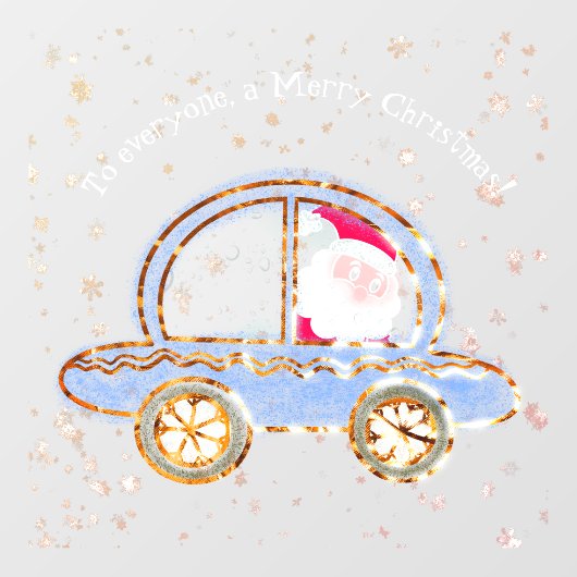Kerstman in zijn auto met Kerstmis Raamsticker (Vel)