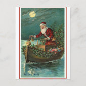Kerstman in zijn boot feestdagenkaart (Voorkant)