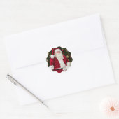  kerstman in zijn glorie voor Kerstmis Ronde Sticker (Envelop)