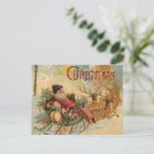 kerstman in zijn rendierslee feestdagenkaart (Staand voorkant)